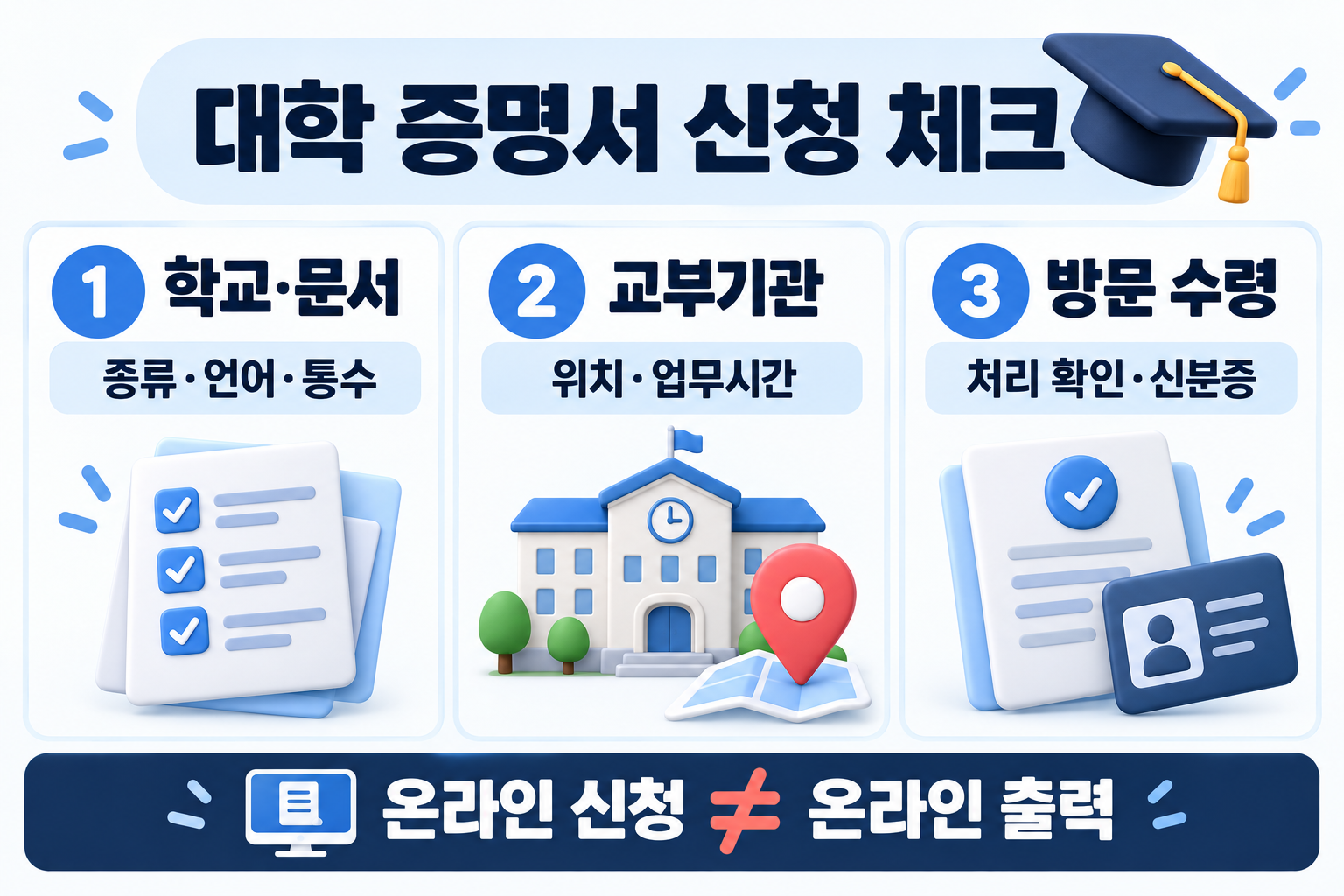 학교 문서 선택 교부기관 확인 처리 후 방문 수령